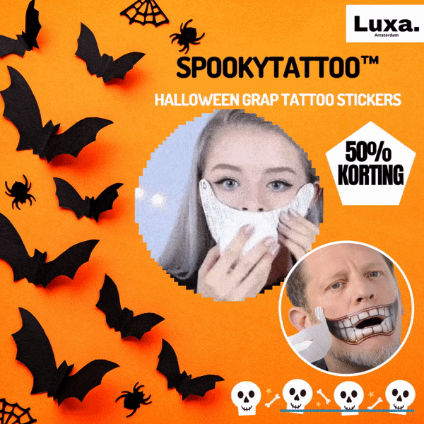 SpookyTattoo™  | Halloween grap tattoo stickers set van 12 | 6 + 6 GRATIS
