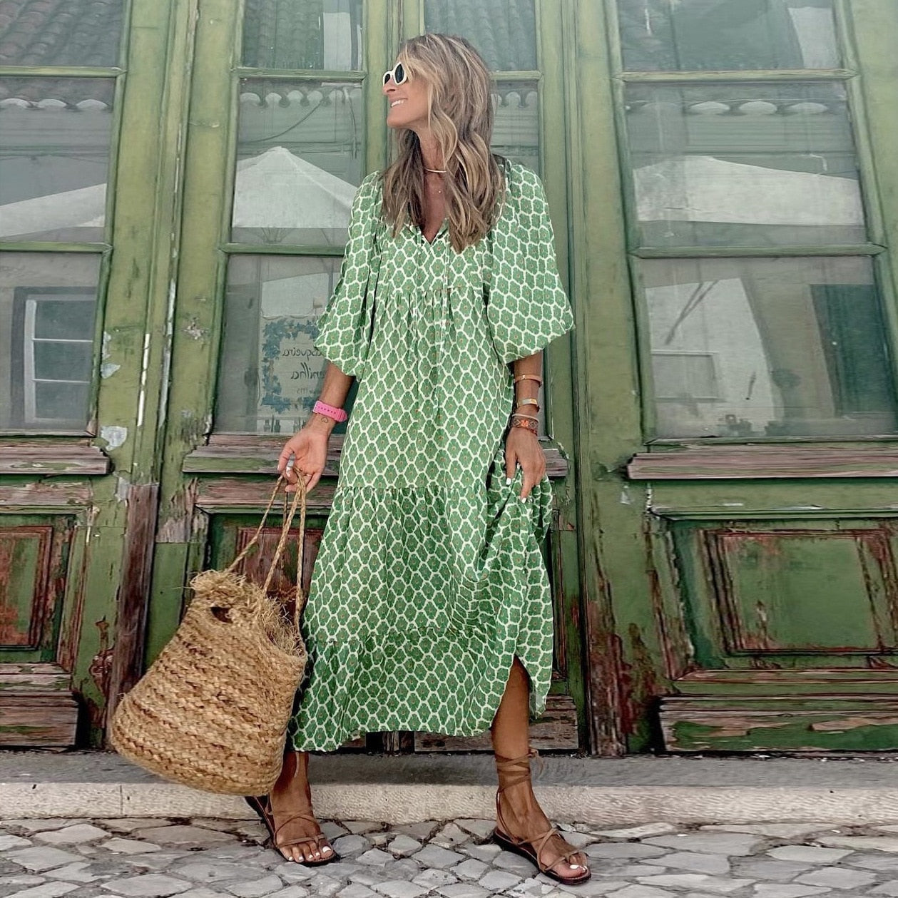 Mila™ Green Long Dress | Een uniek zomergevoel!