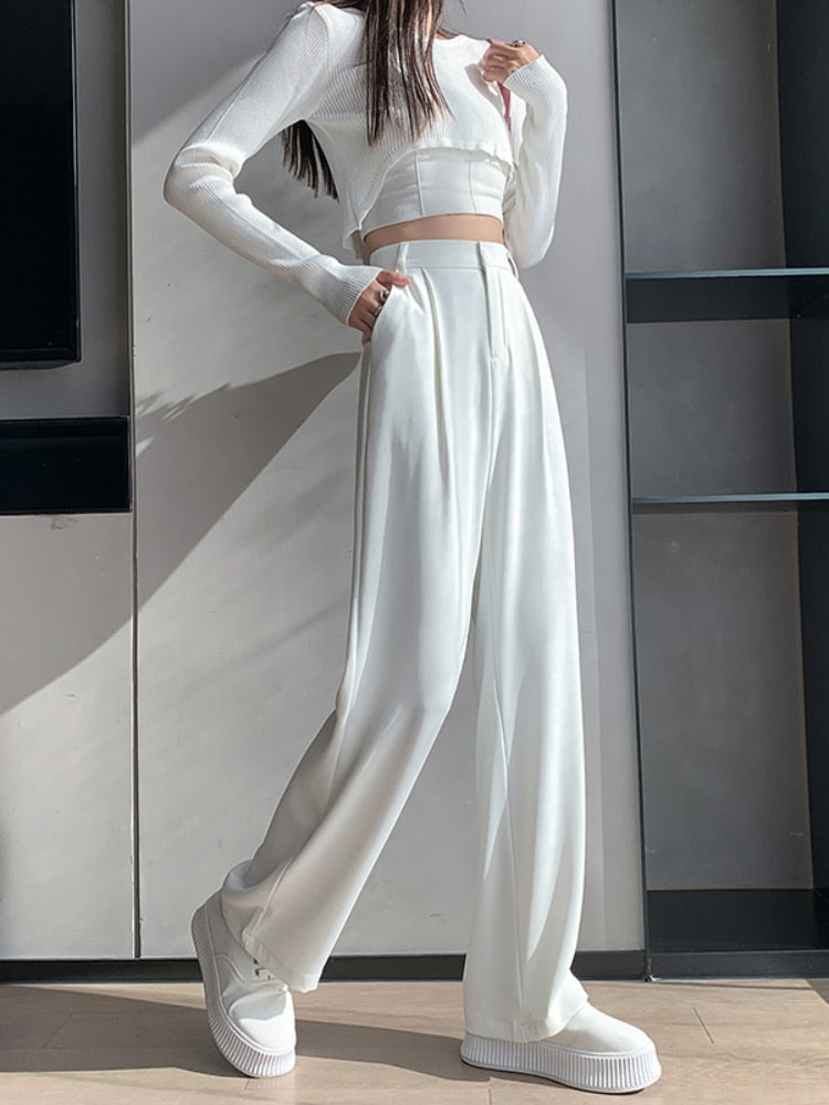 Myra™ Casual broek met hoge taille en wijde pijpen